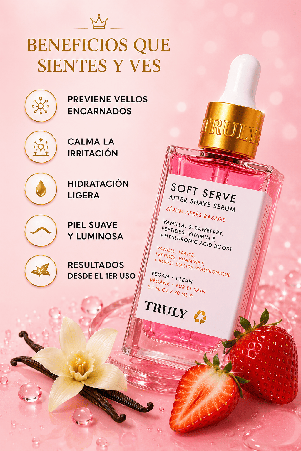 Suero para después del afeitado de lujo Truly | Tratamiento calmante, aclarante e Hidratante para después del afeitado para prevenir el vello encarnado para una piel suave y sin irritación